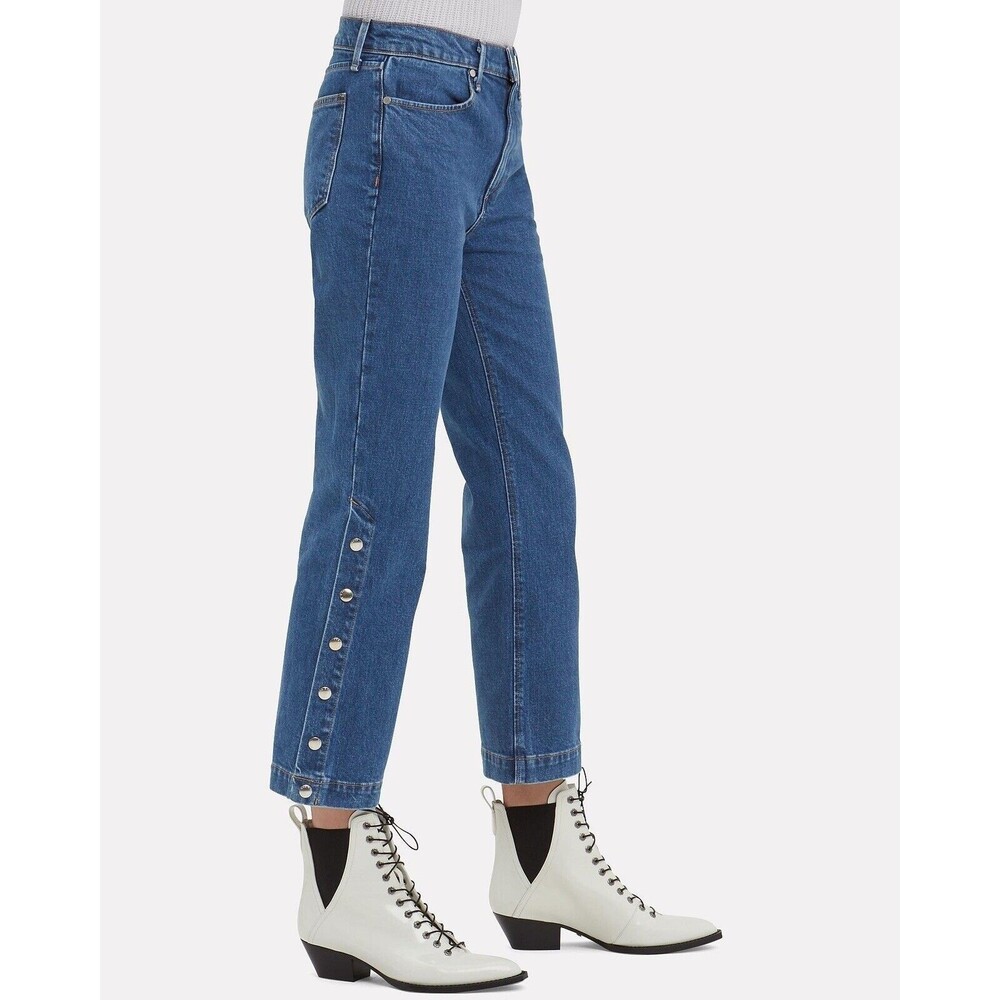 $275 Rag & Bone Dylan Snap Button Wide Leg Straight Blue Jeans High Rise 26 - Picture 6 of 15